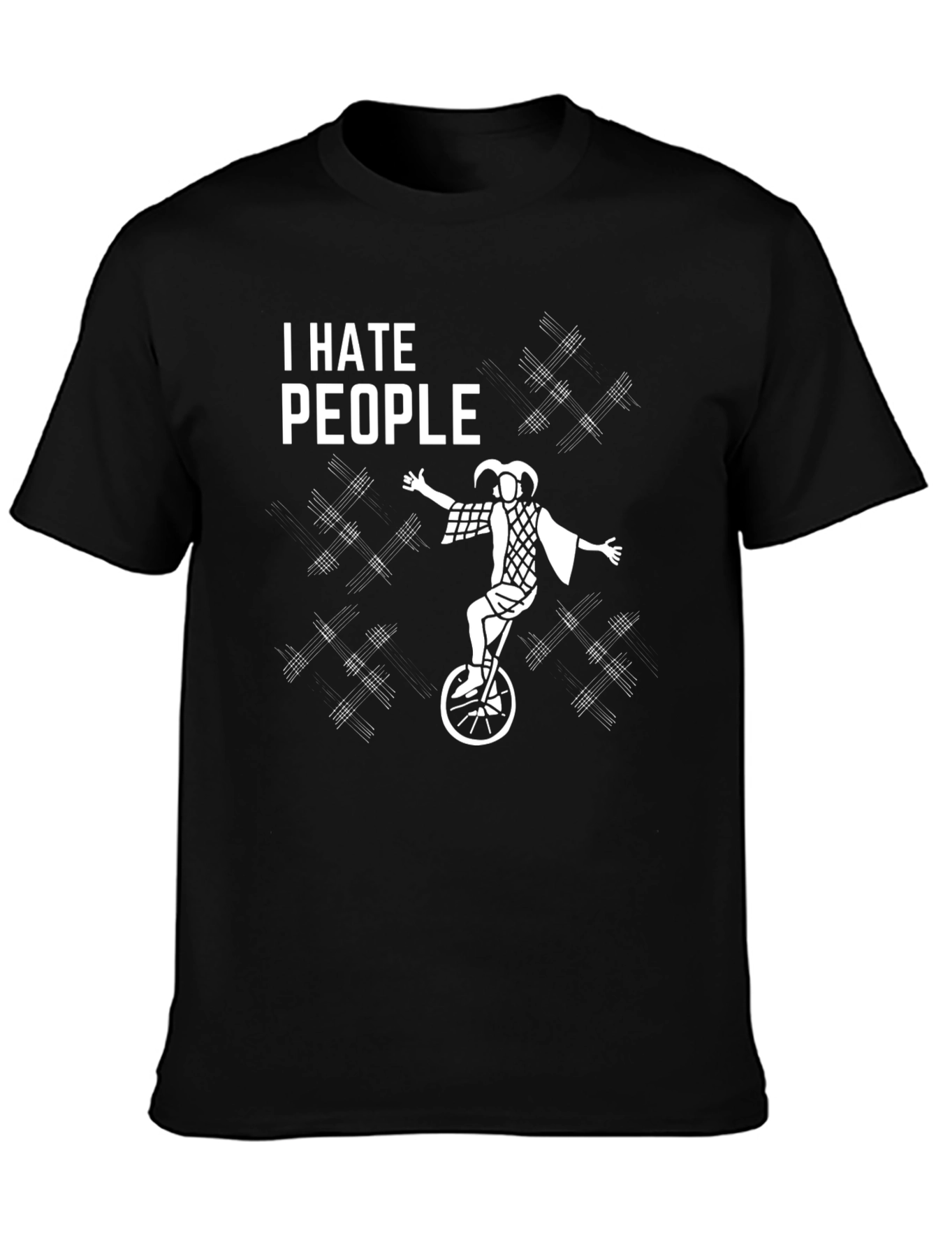 I Hate People Jester Unicycle Graphic T-Shirt