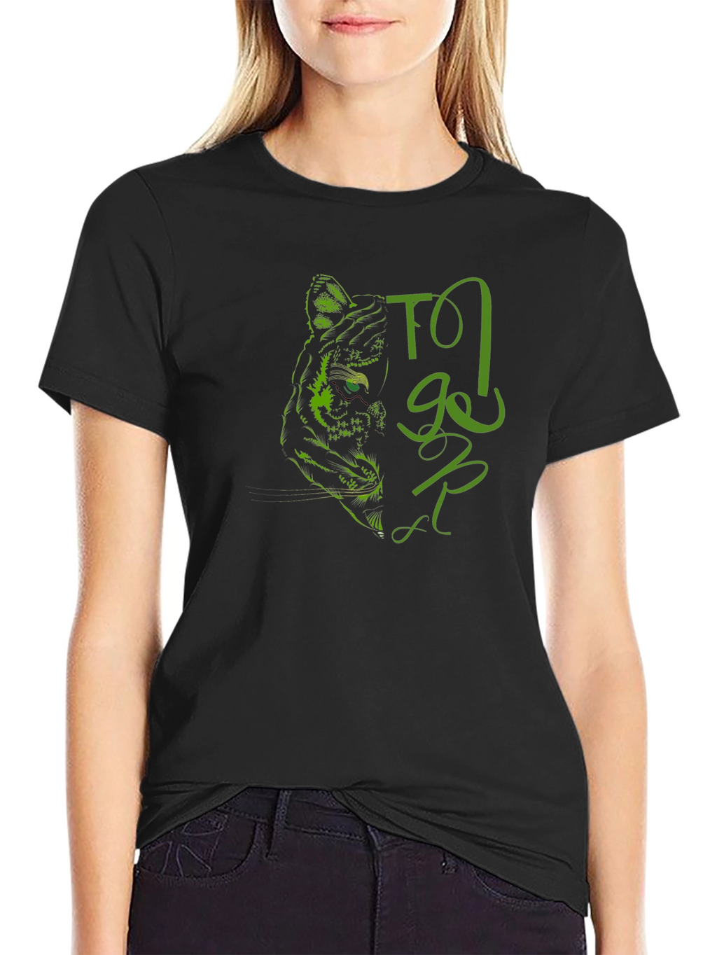 Tiger Graphic Print Black T-Shirt
