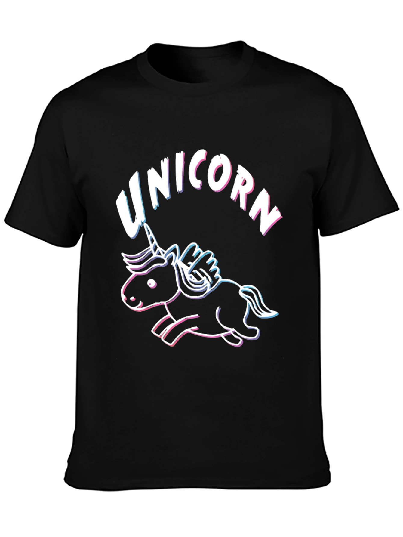 Neon Unicorn Graphic T-Shirt - Black Cotton Tee