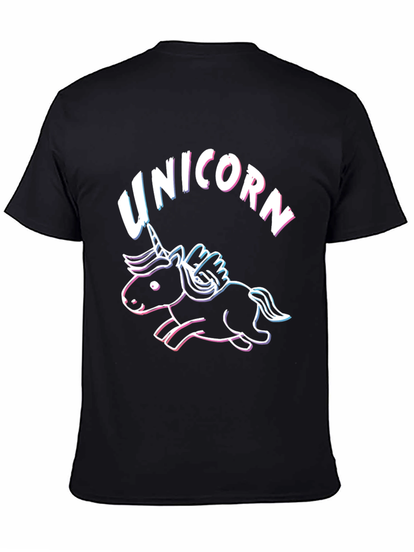 Neon Unicorn Graphic T-Shirt - Black Cotton Tee