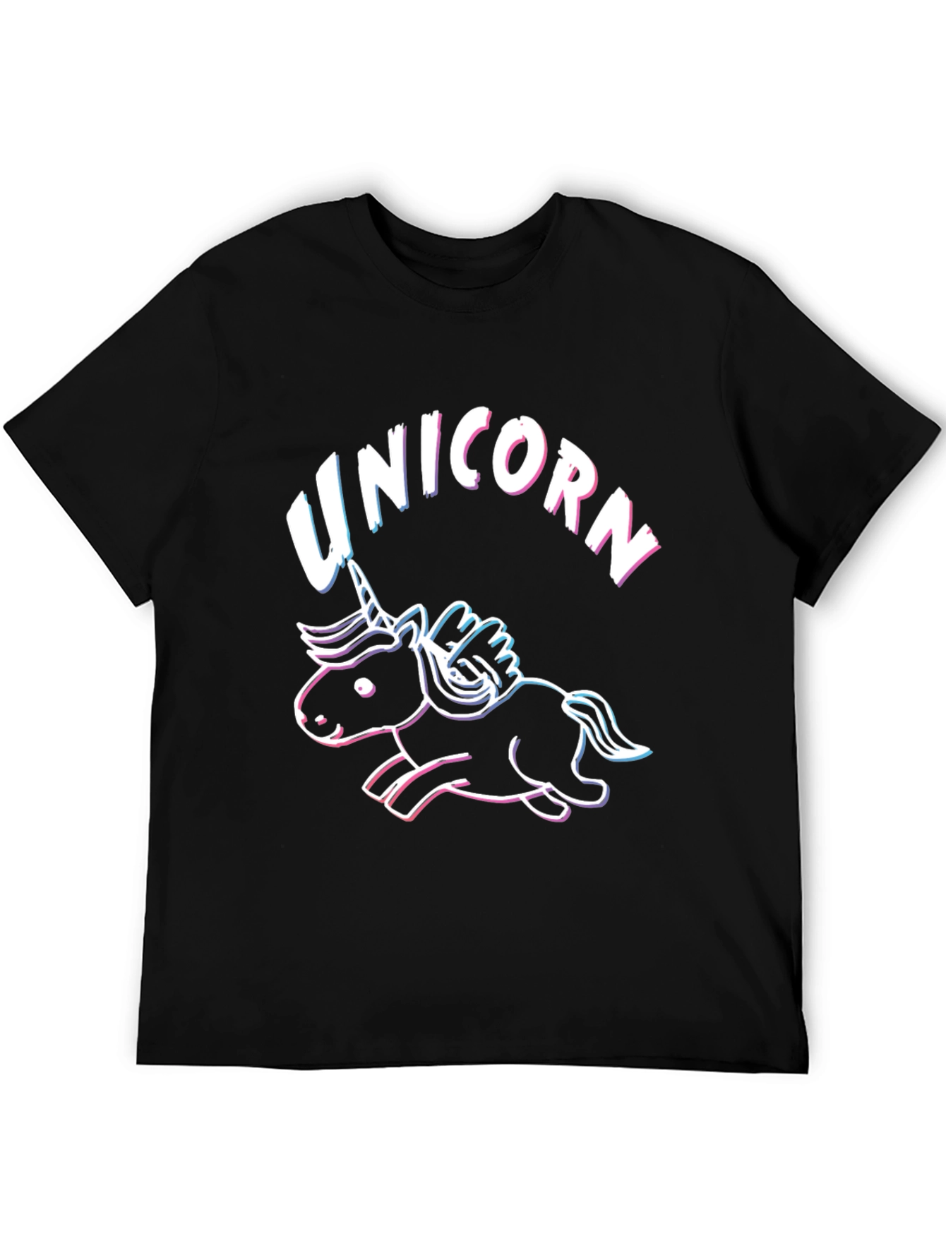 Neon Unicorn Graphic T-Shirt - Black Cotton Tee