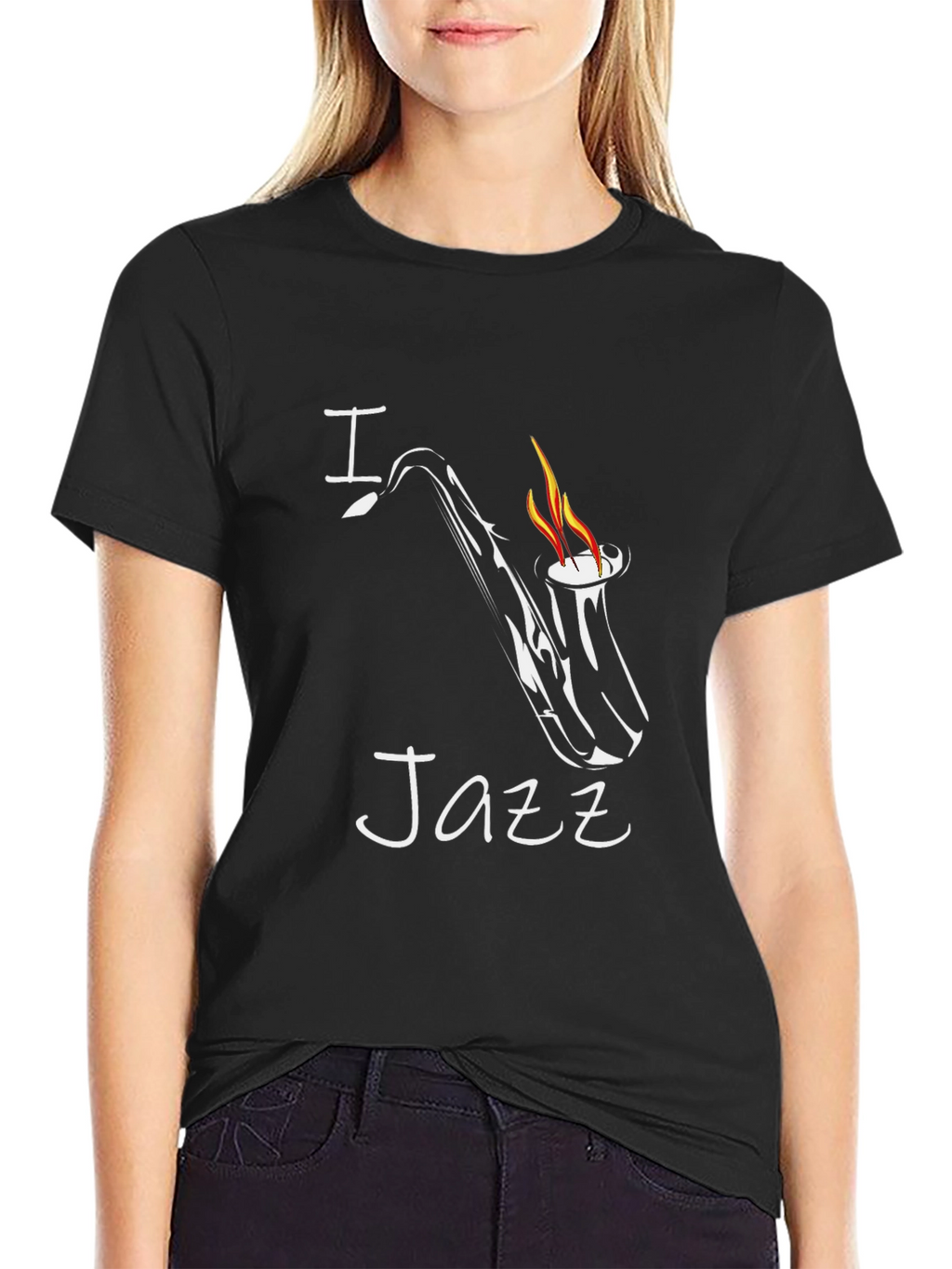 I Heart Jazz Saxophone Graphic T-Shirt