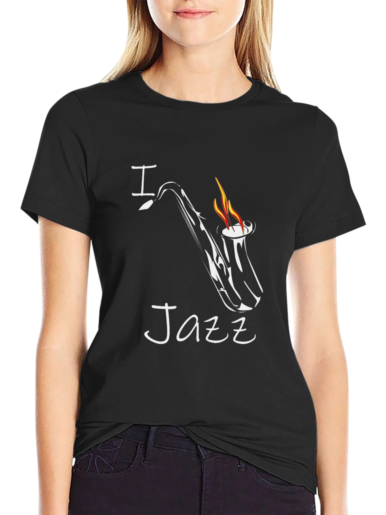 I Heart Jazz Saxophone Graphic T-Shirt