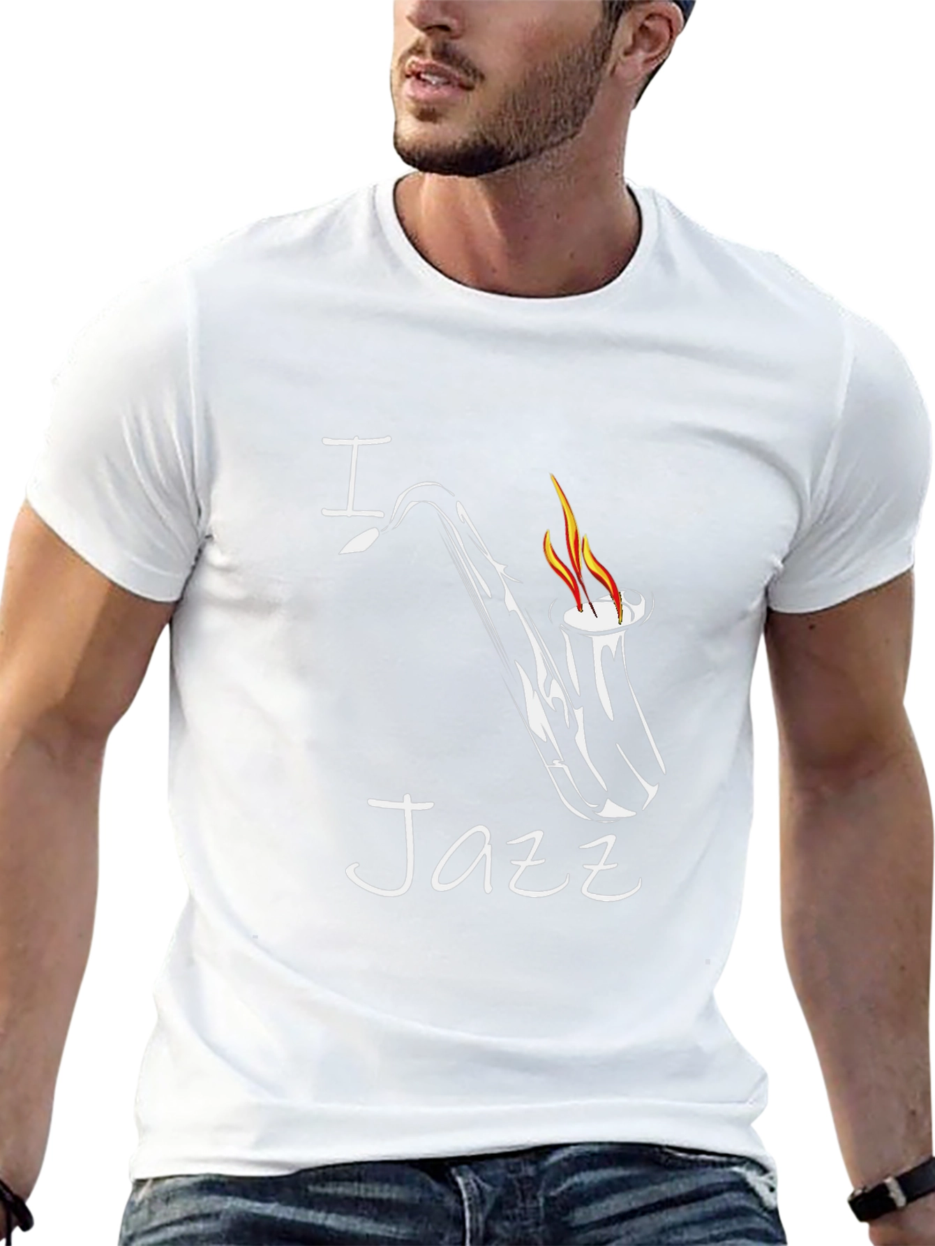 I Heart Jazz Saxophone Graphic T-Shirt