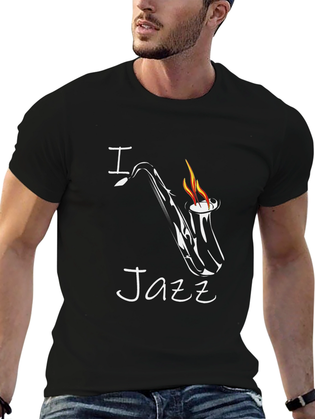 I Heart Jazz Saxophone Graphic T-Shirt
