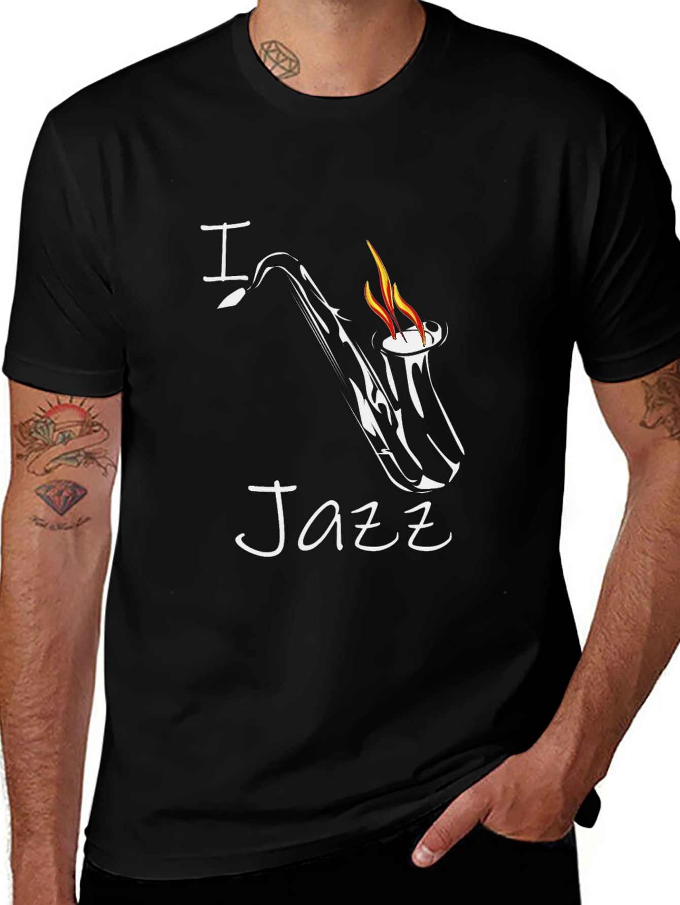 I Heart Jazz Saxophone Graphic T-Shirt