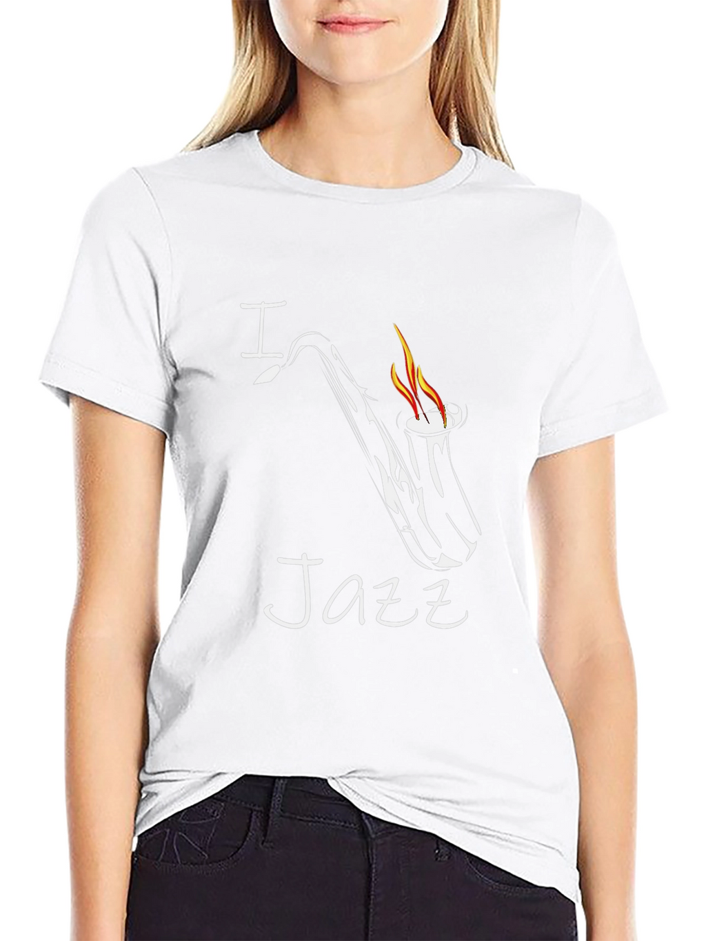 I Heart Jazz Saxophone Graphic T-Shirt