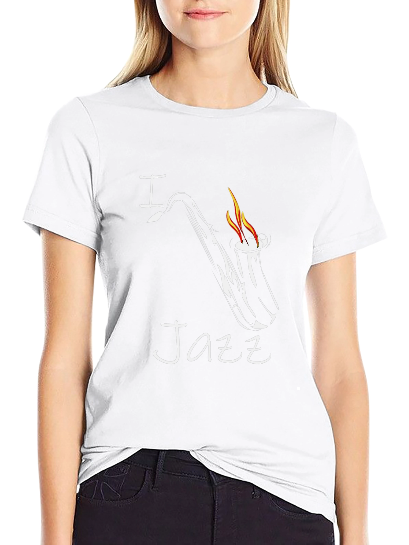 I Heart Jazz Saxophone Graphic T-Shirt