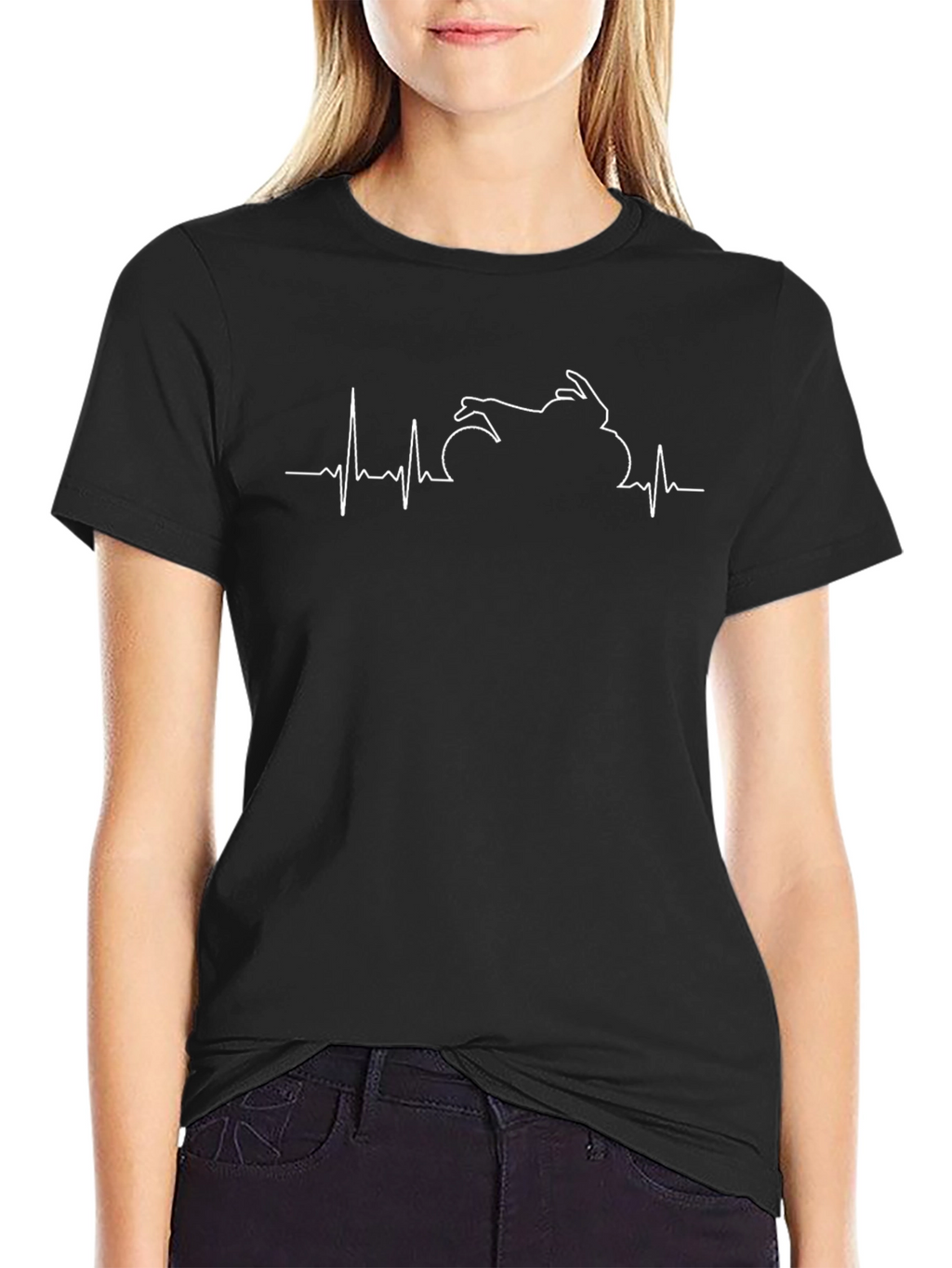 Motorcycle Heartbeat Graphic Tee - Biker Style