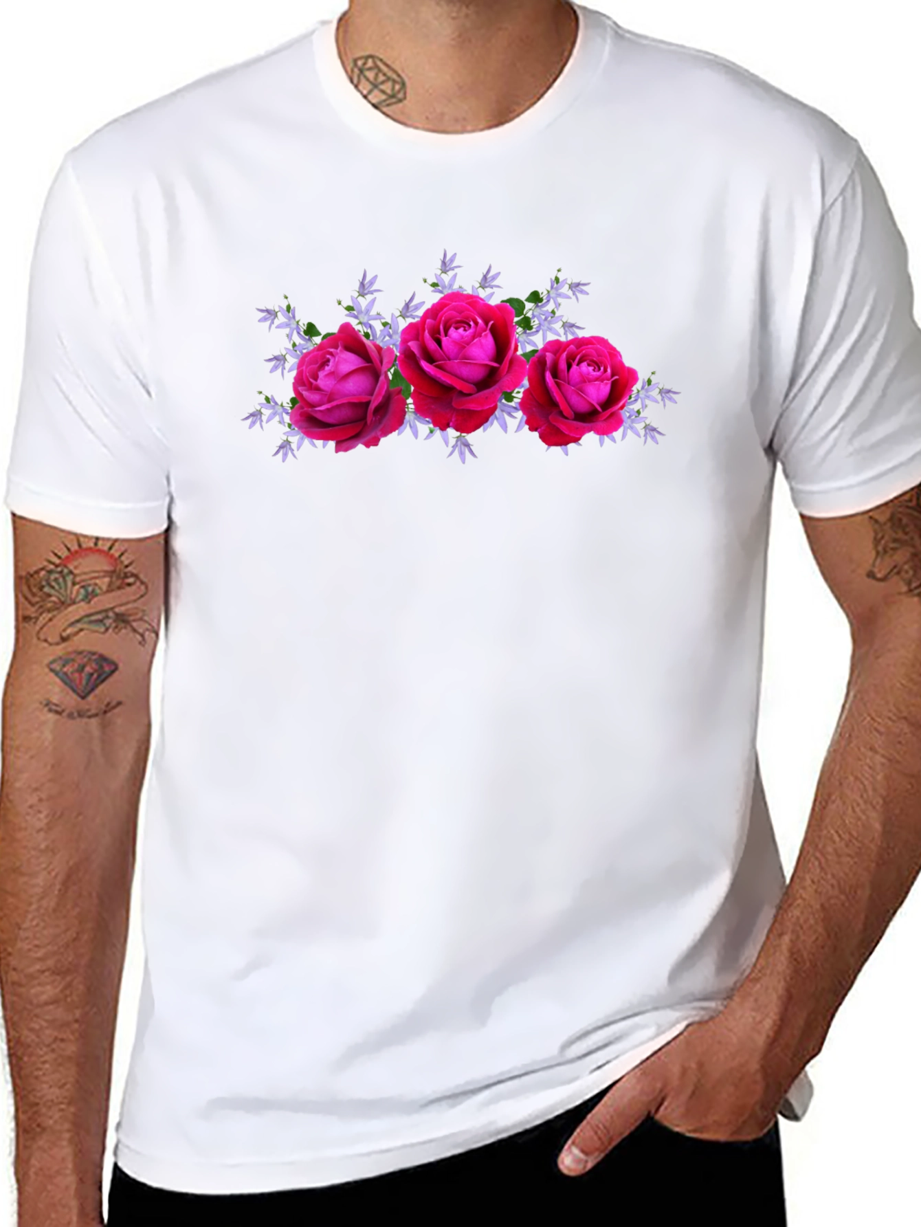 Floral Rose Graphic Black T-Shirt