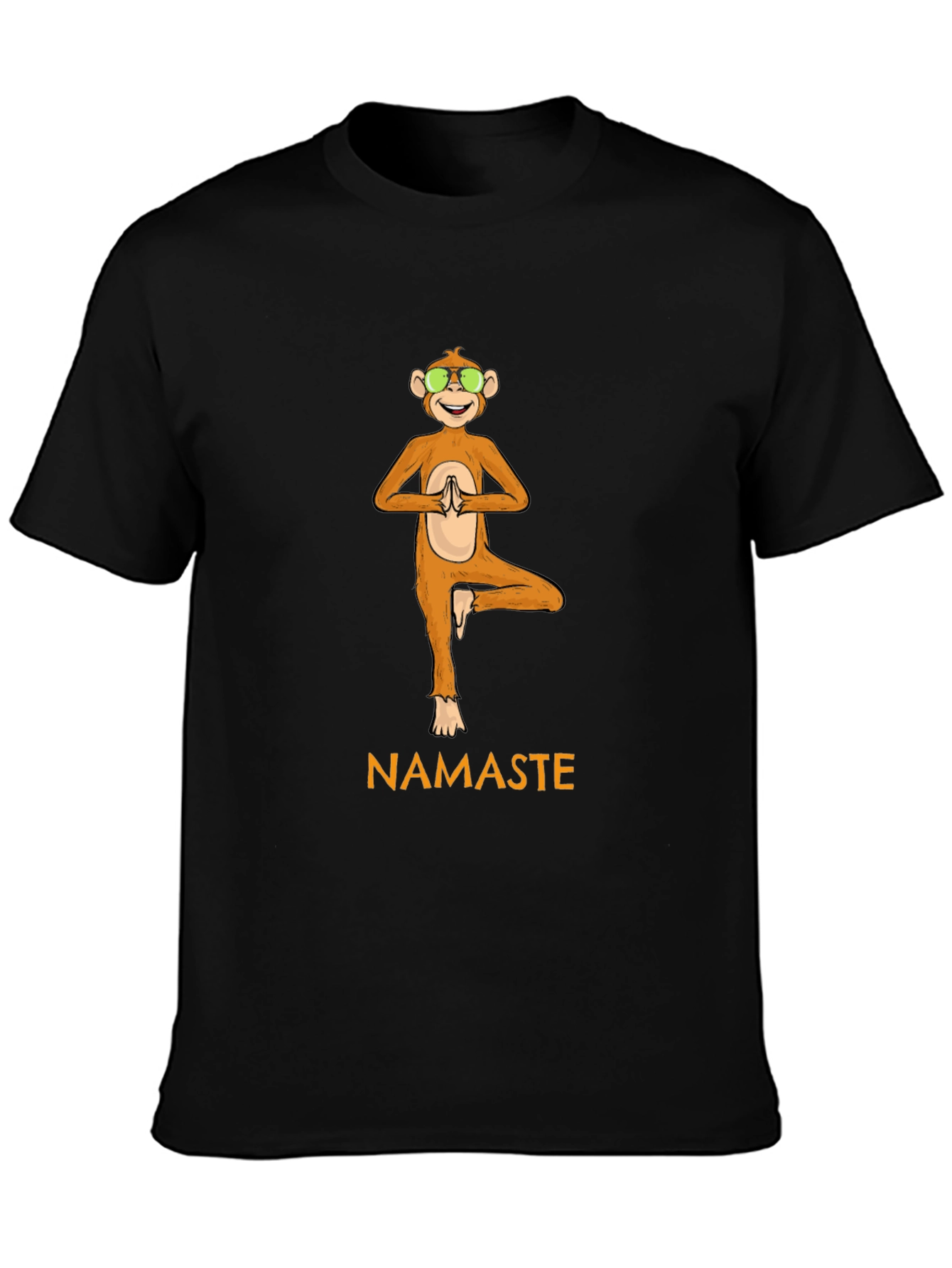 Yoga Monkey Namaste Black T-Shirt