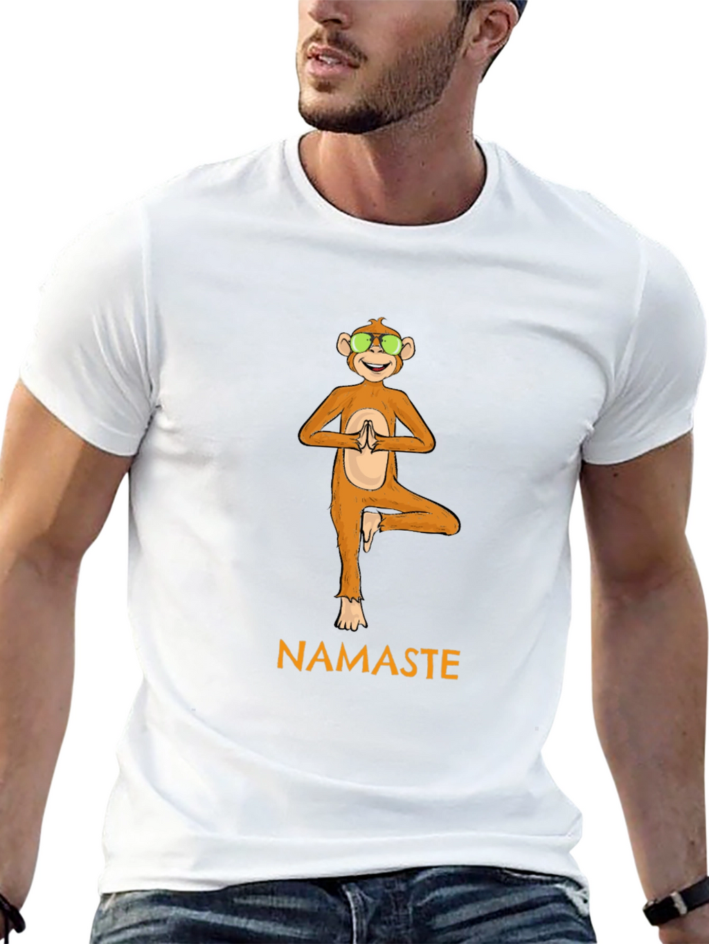 Yoga Monkey Namaste Black T-Shirt