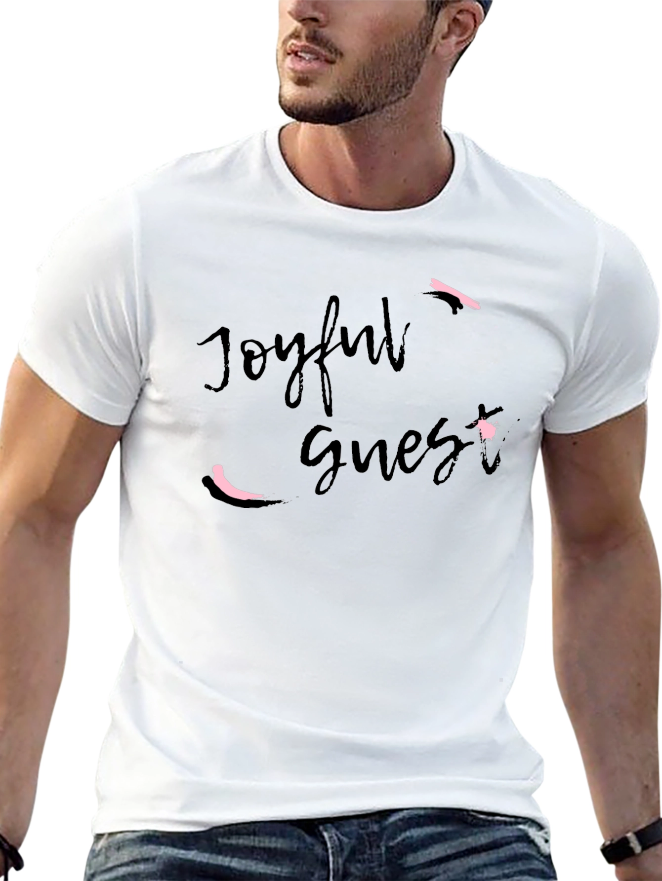 Joyful Guest Graphic Tee - Stylish Unisex Black T-Shirt