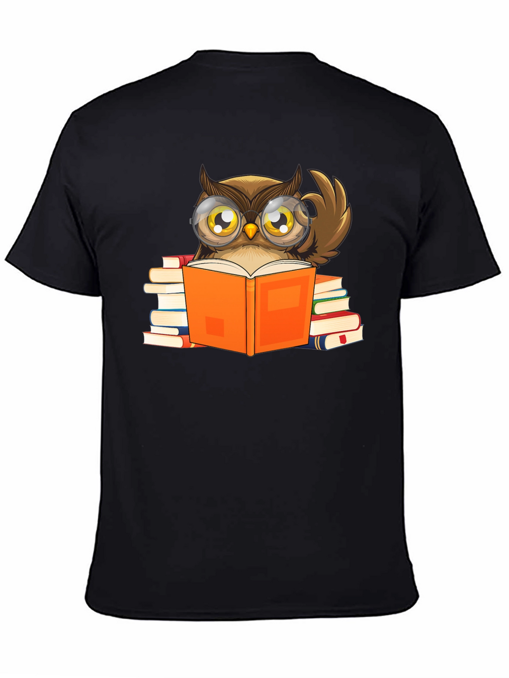Owl Reading Book T-Shirt - Black