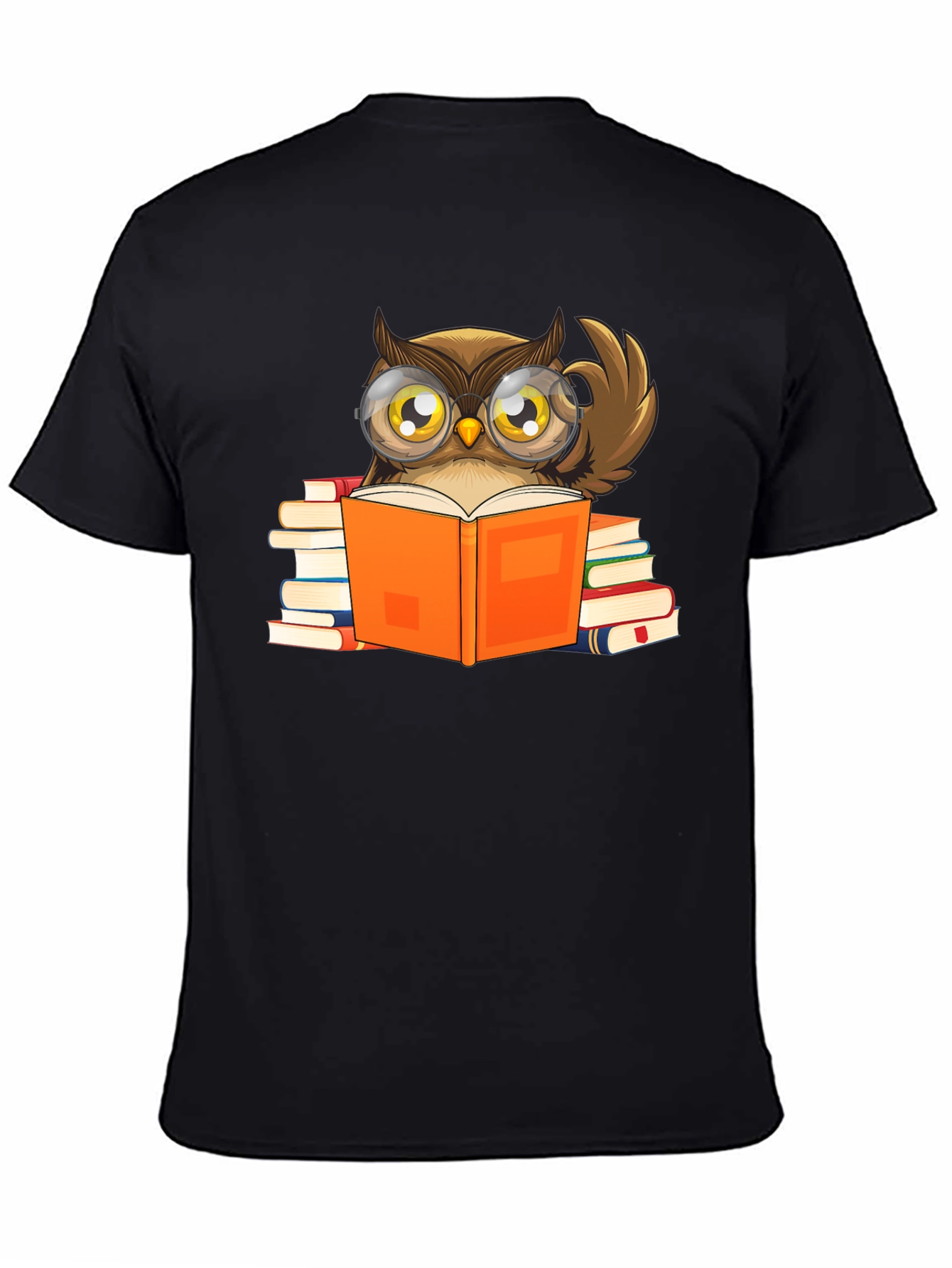 Owl Reading Book T-Shirt - Black