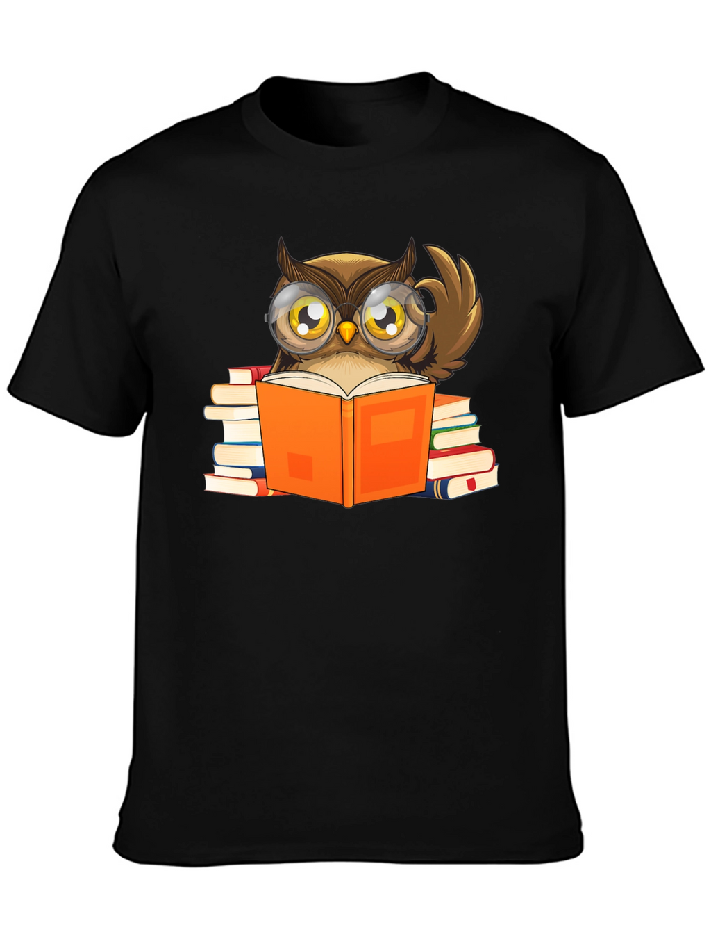 Owl Reading Book T-Shirt - Black