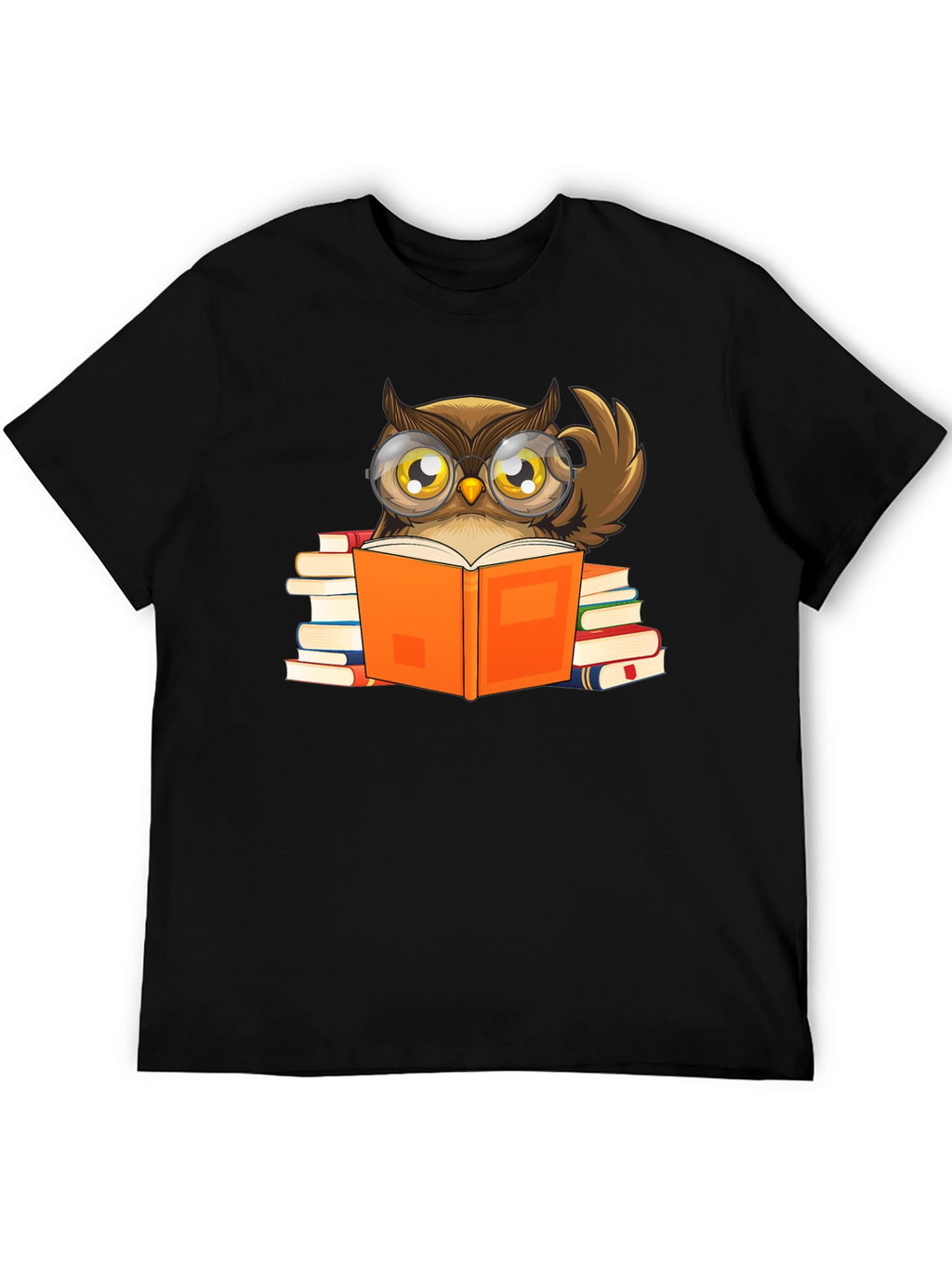 Owl Reading Book T-Shirt - Black