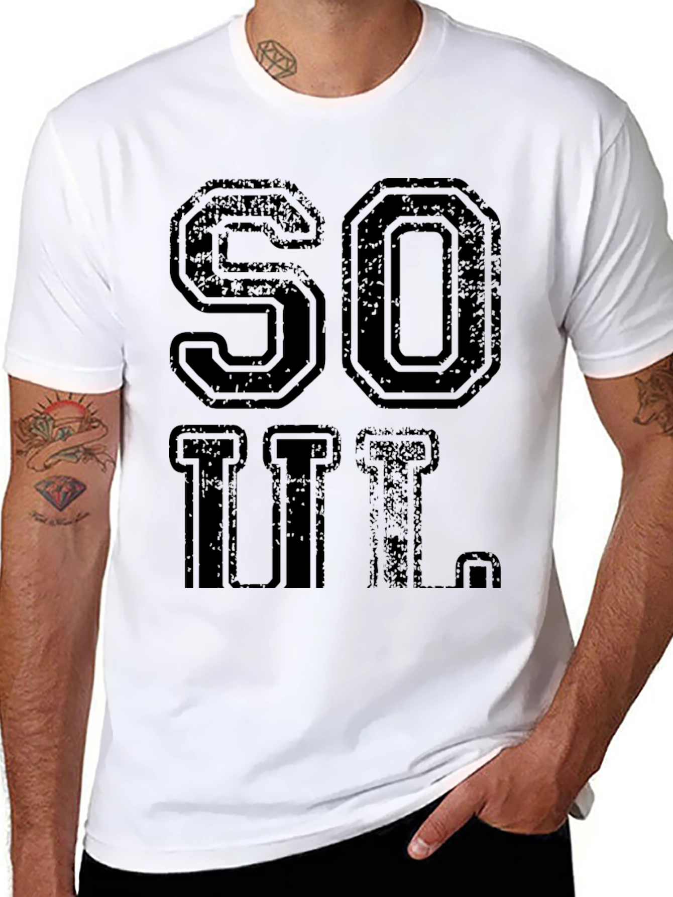 Vintage Style SOUL Black Graphic T-Shirt