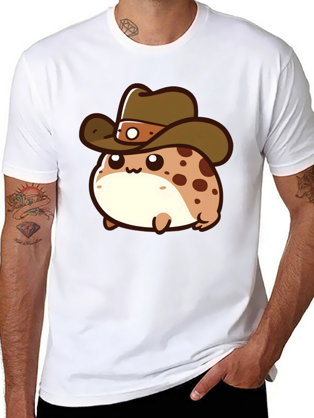 Cartoon Cowboy Frog T-Shirt - Black
