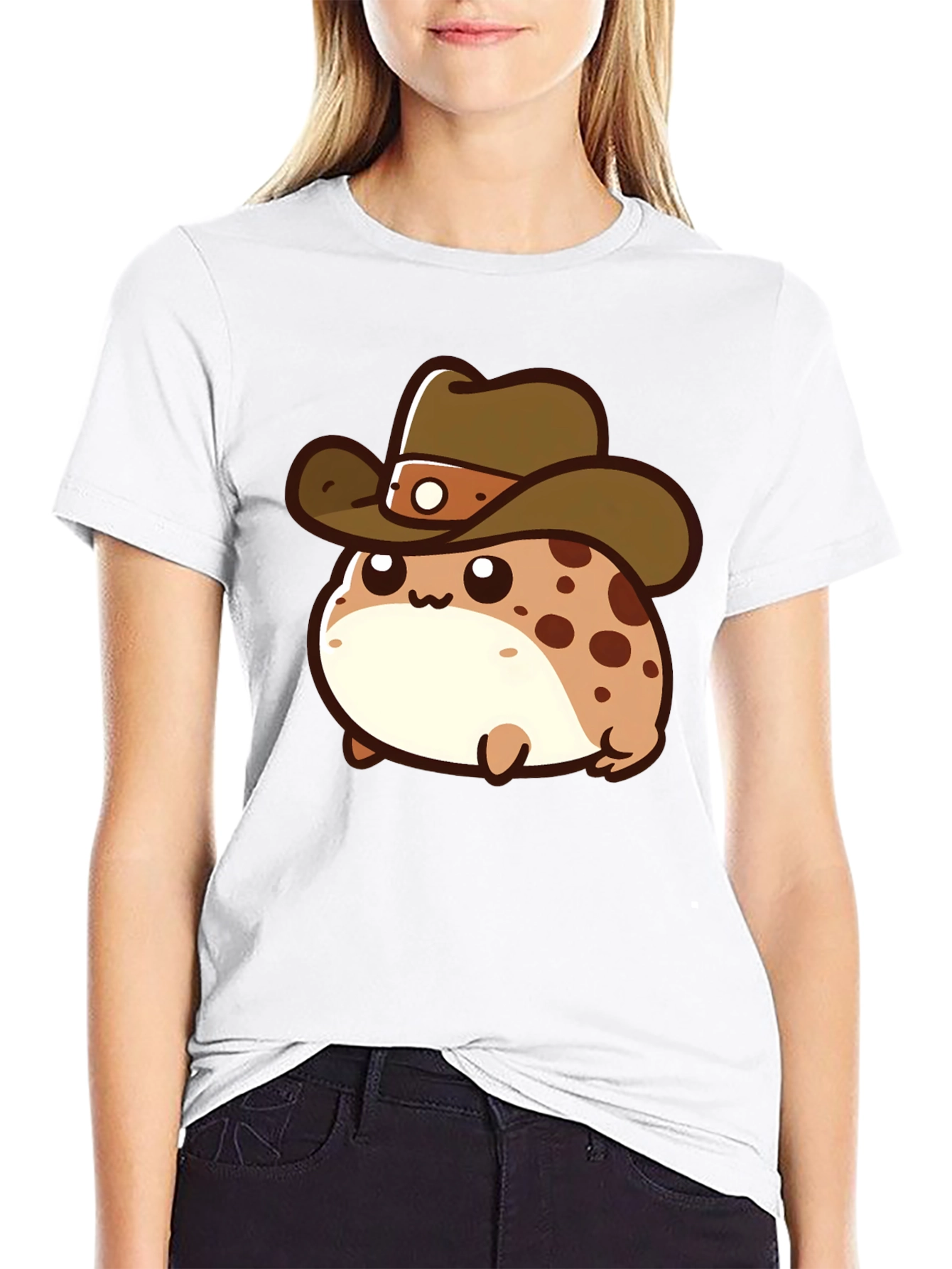Cartoon Cowboy Frog T-Shirt - Black