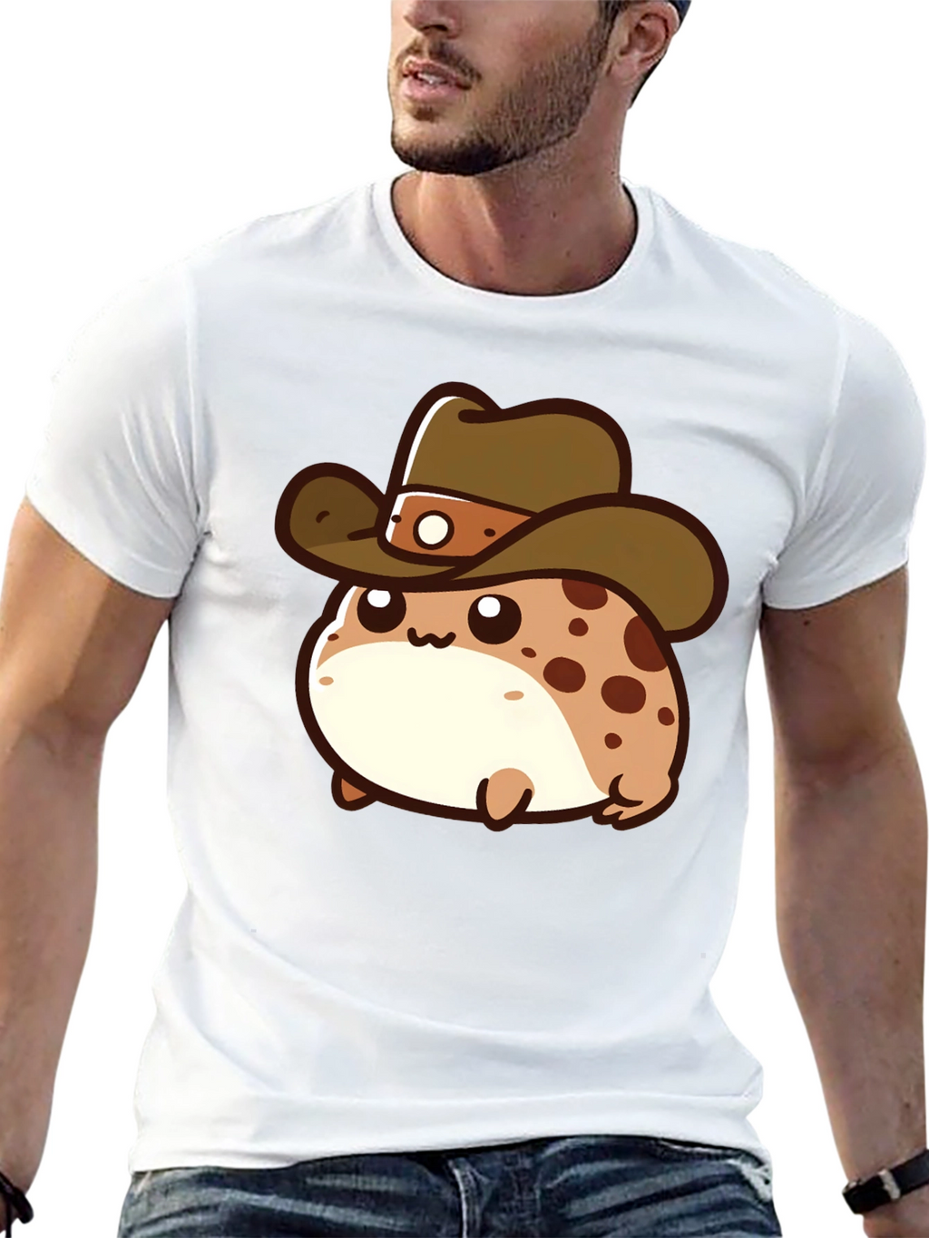 Cartoon Cowboy Frog T-Shirt - Black
