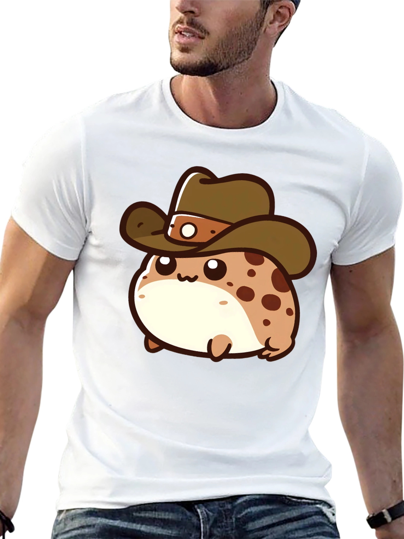 Cartoon Cowboy Frog T-Shirt - Black