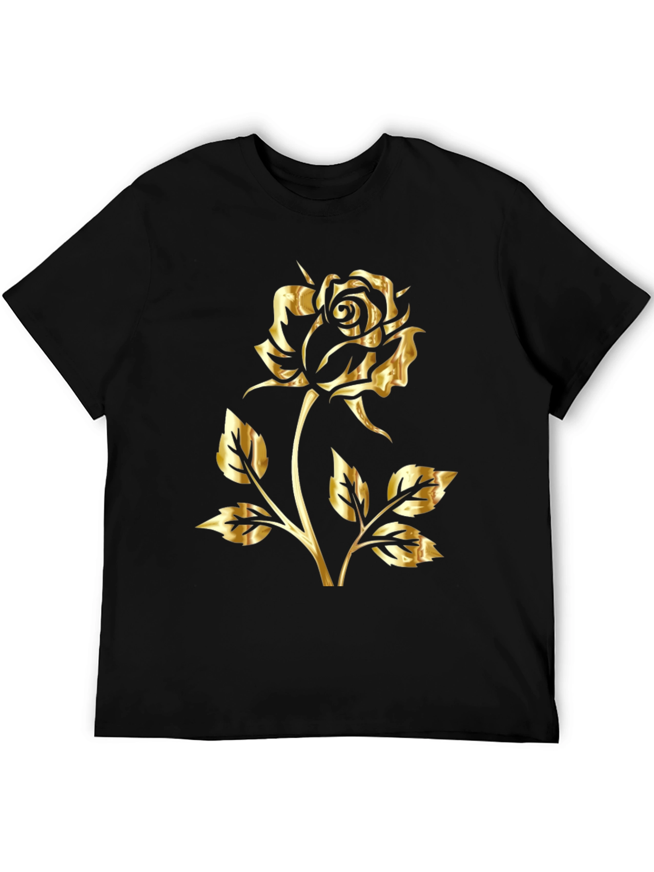 Golden Rose Graphic Black T-Shirt