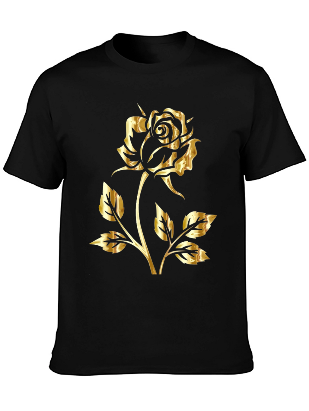 Golden Rose Graphic Black T-Shirt