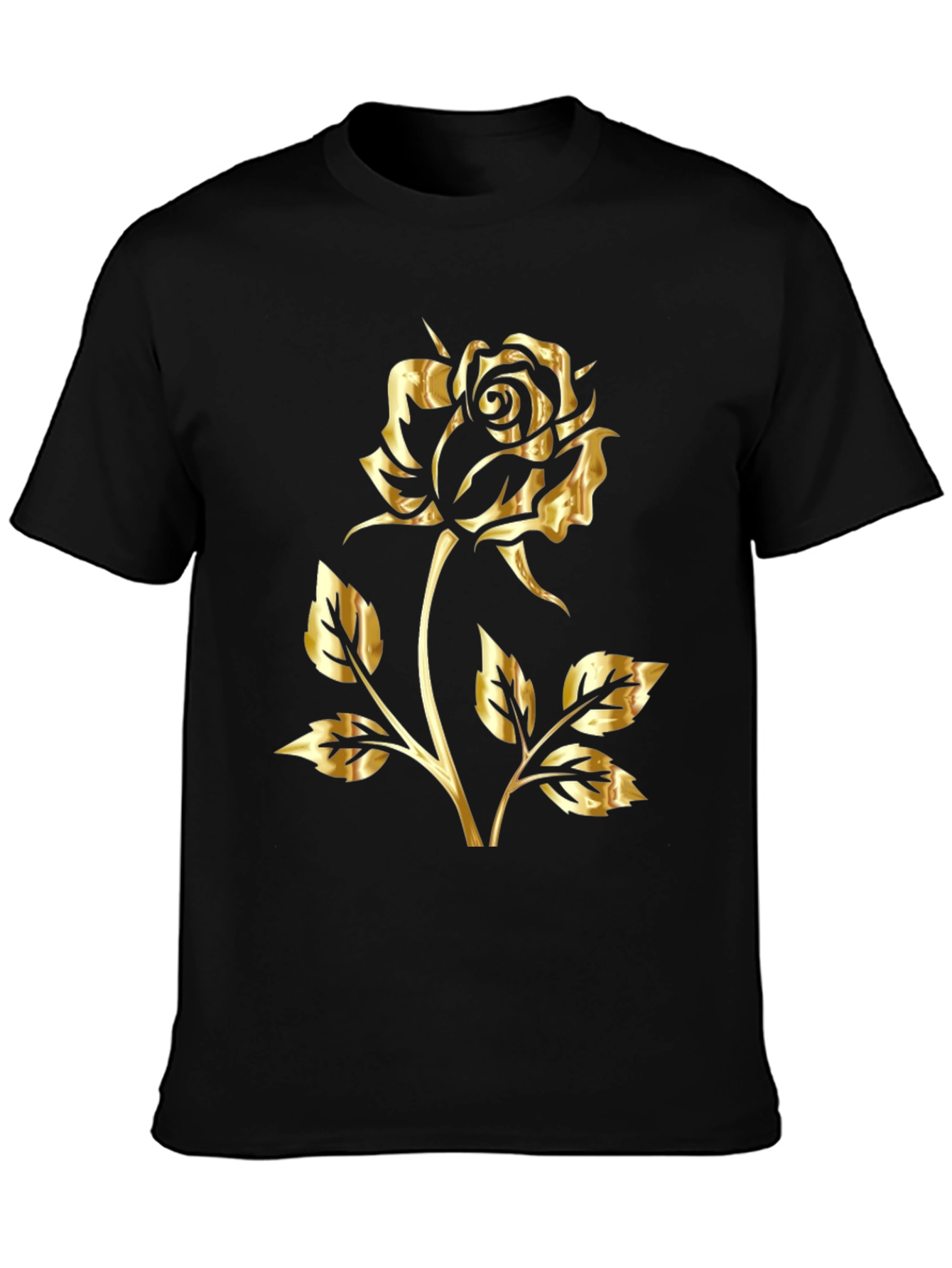 Golden Rose Graphic Black T-Shirt