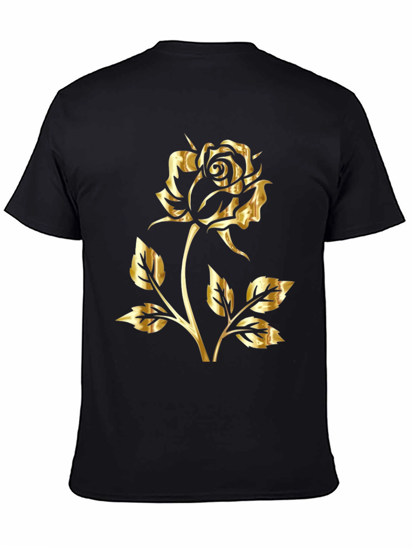 Golden Rose Graphic Black T-Shirt