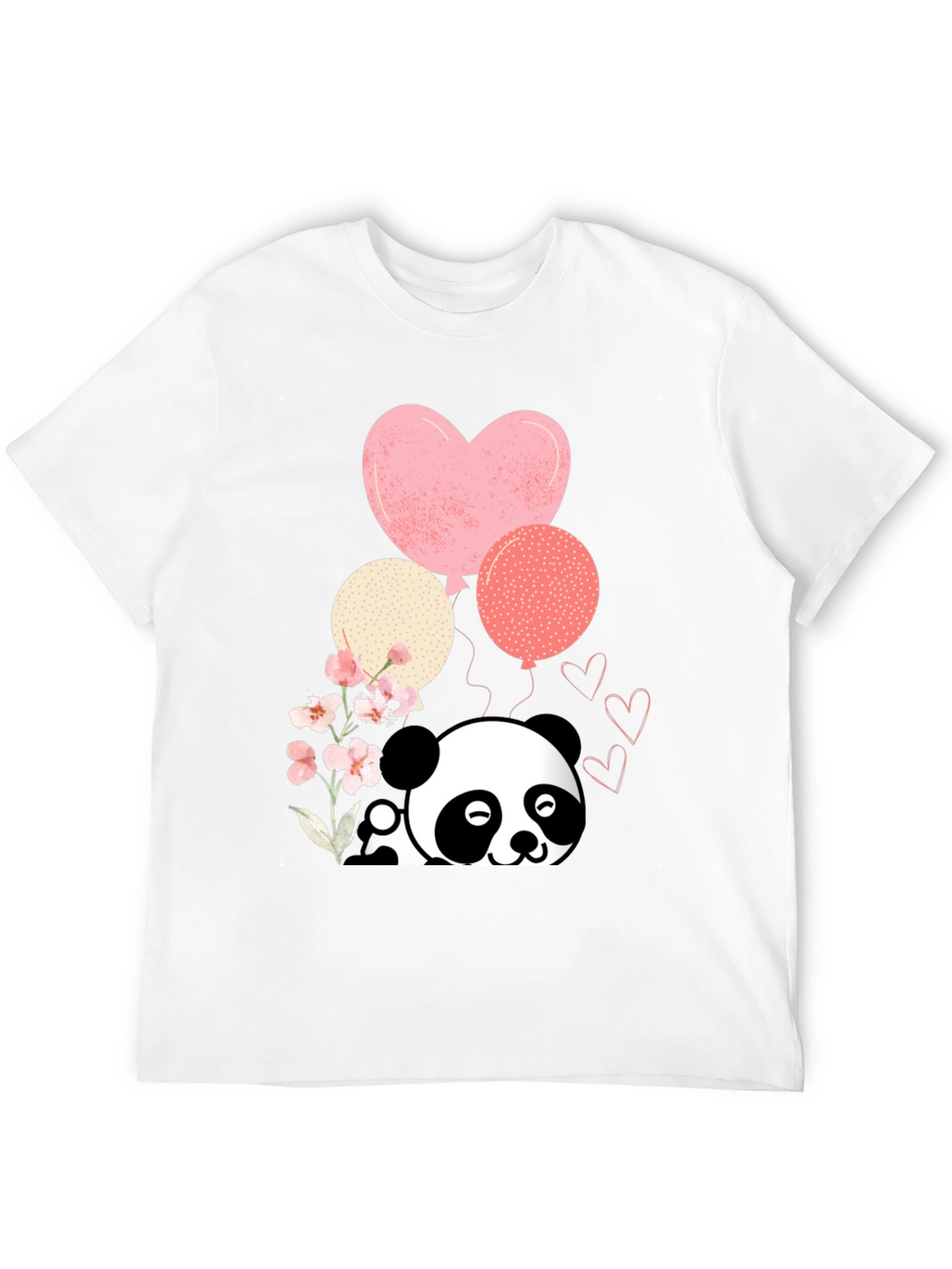 Cute Panda & Balloons Graphic Tee