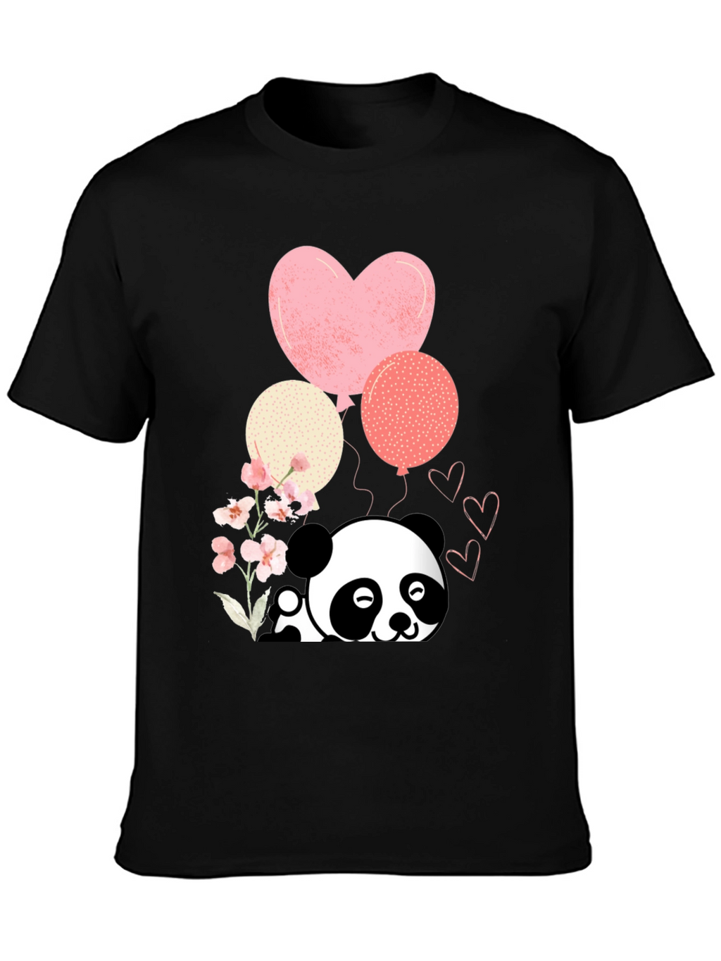 Cute Panda & Balloons Graphic Tee