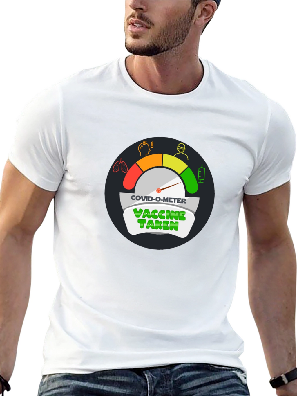COVID-O-Meter Vaccine Taken Black T-Shirt