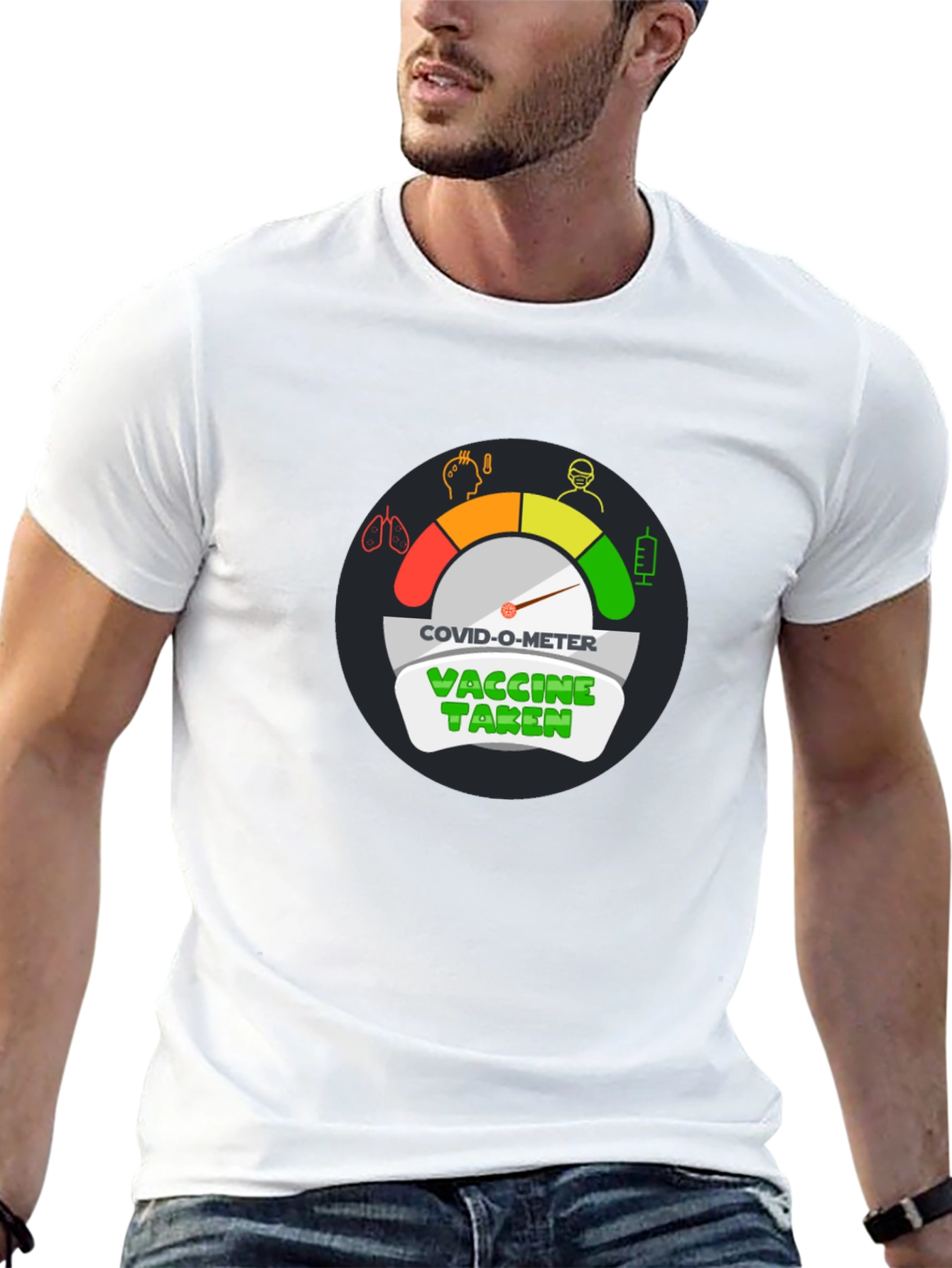 COVID-O-Meter Vaccine Taken Black T-Shirt