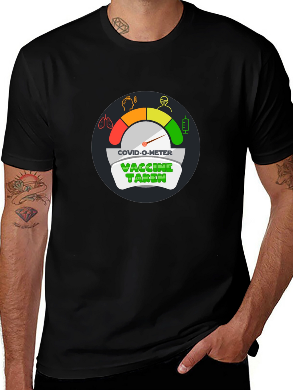 COVID-O-Meter Vaccine Taken Black T-Shirt