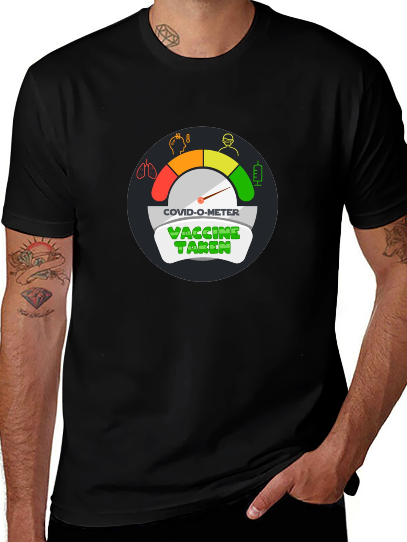 COVID-O-Meter Vaccine Taken Black T-Shirt