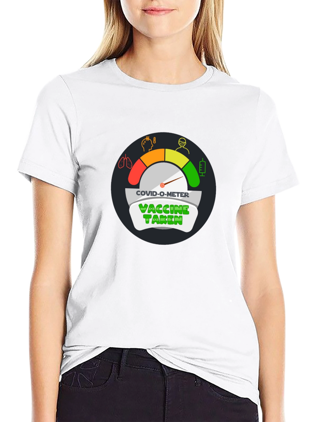 COVID-O-Meter Vaccine Taken Black T-Shirt