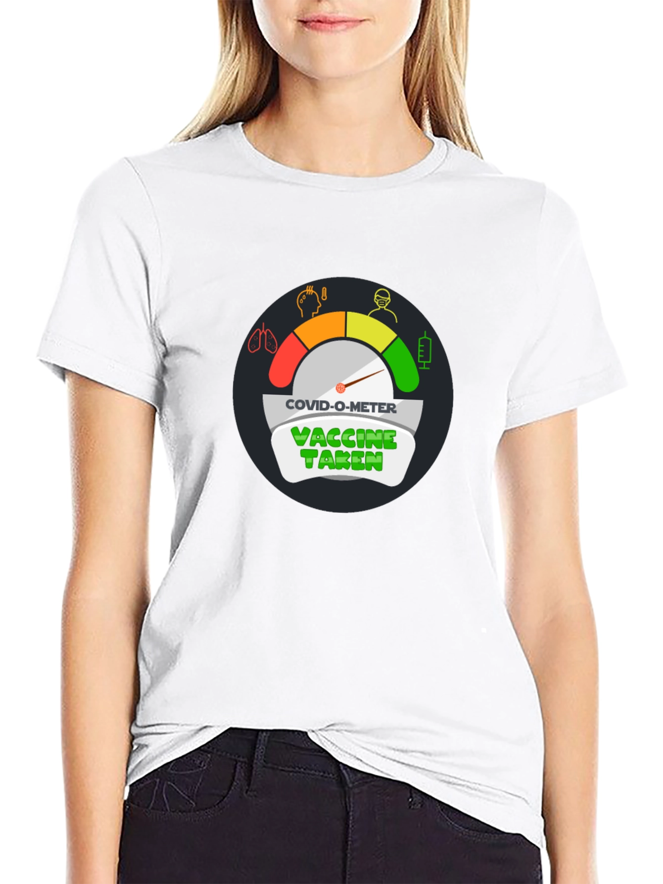 COVID-O-Meter Vaccine Taken Black T-Shirt