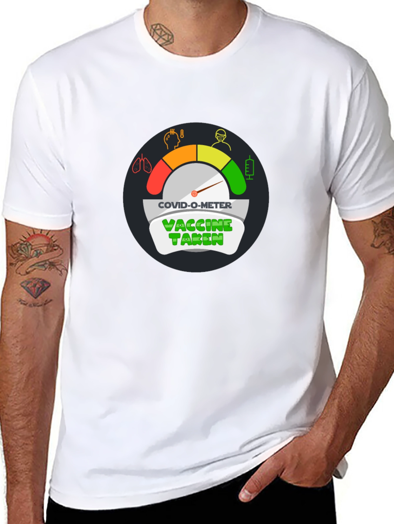 COVID-O-Meter Vaccine Taken Black T-Shirt