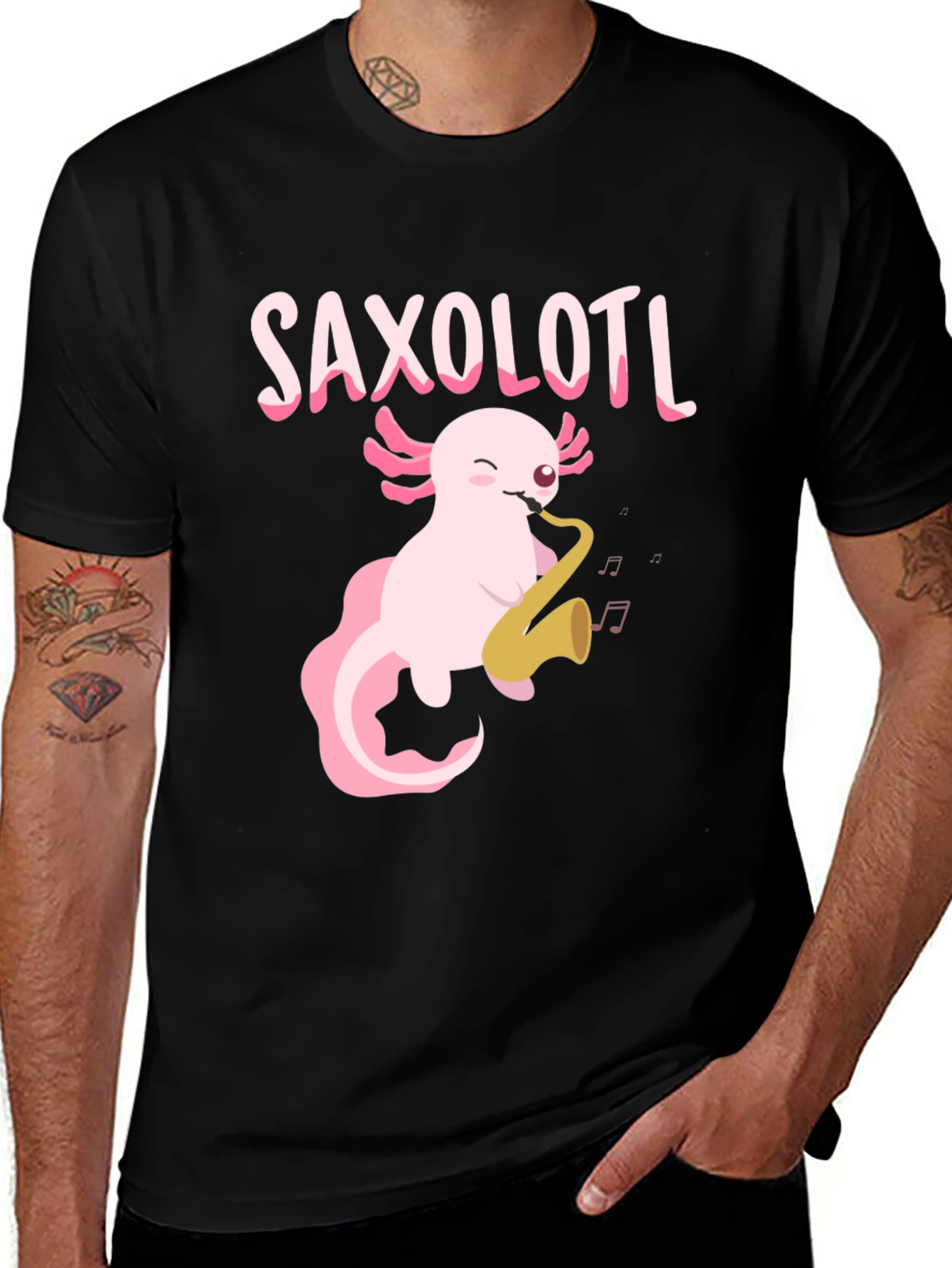 Saxolotl T-Shirt - Axolotl Playing Saxophone Tee