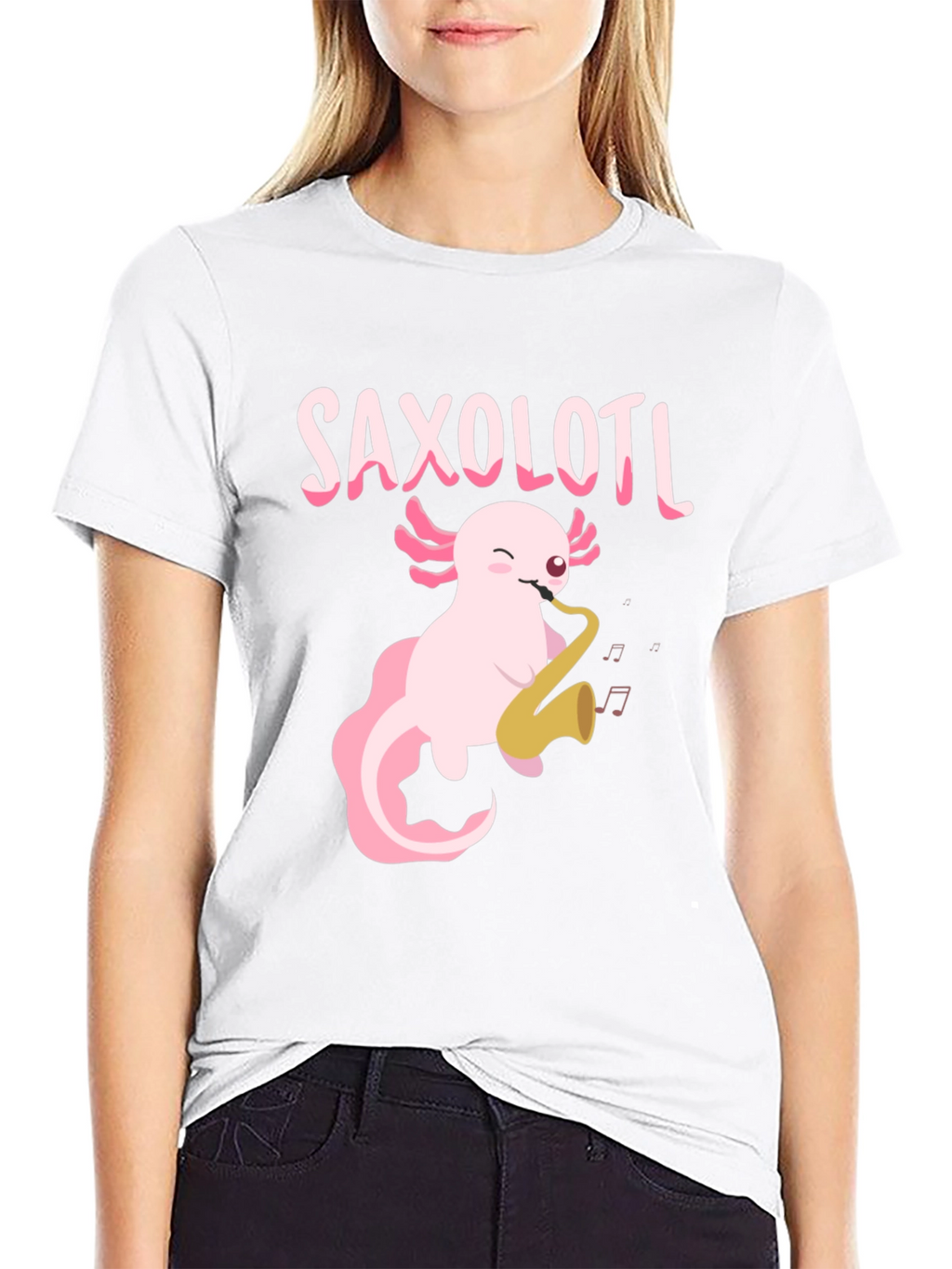 Saxolotl T-Shirt - Axolotl Playing Saxophone Tee