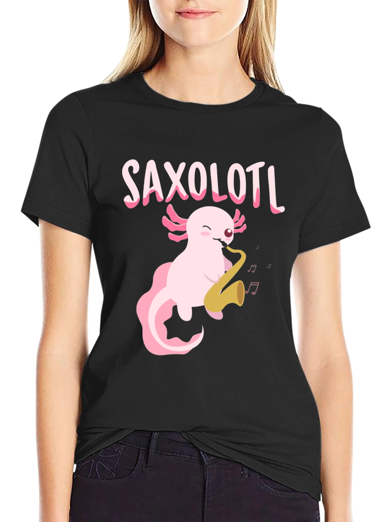 Saxolotl T-Shirt - Axolotl Playing Saxophone Tee