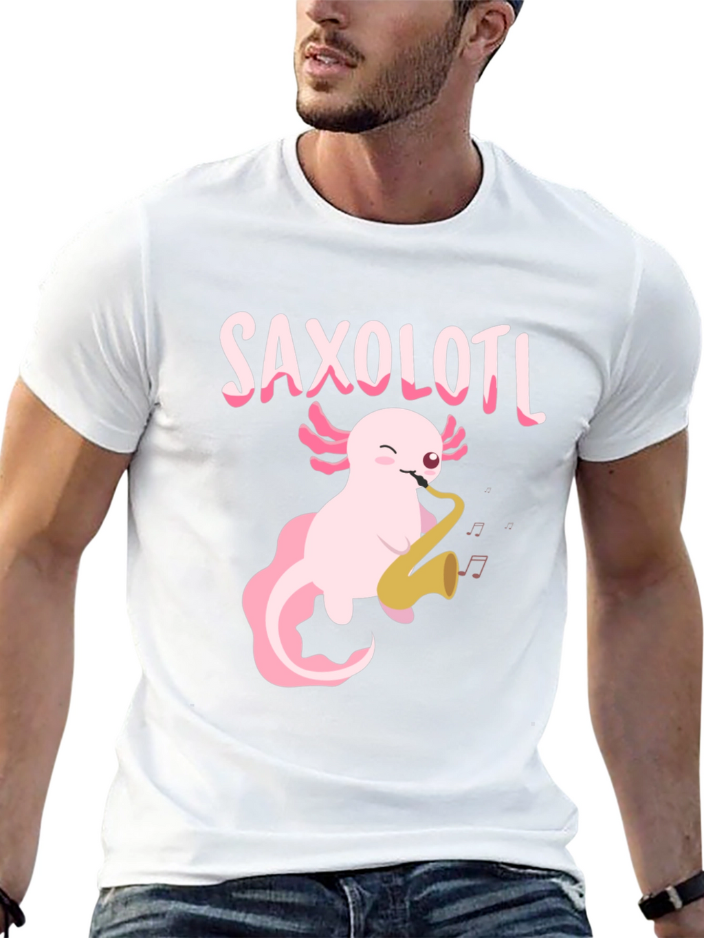 Saxolotl T-Shirt - Axolotl Playing Saxophone Tee