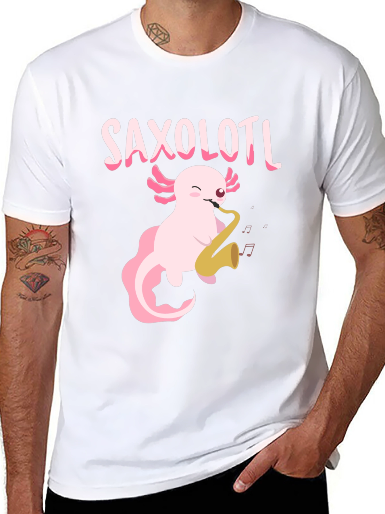 Saxolotl T-Shirt - Axolotl Playing Saxophone Tee