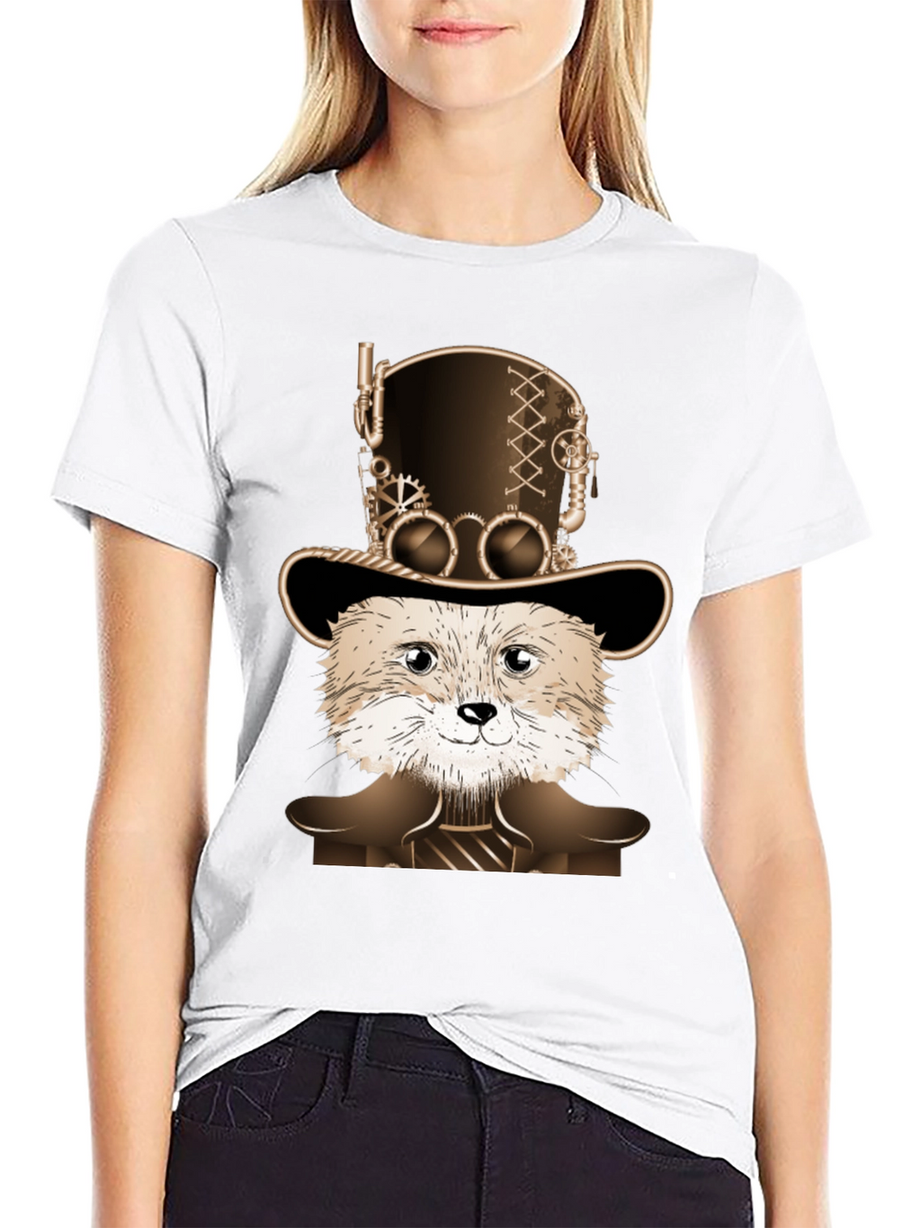 Steampunk Fox Graphic T-Shirt - Unique Animal Design