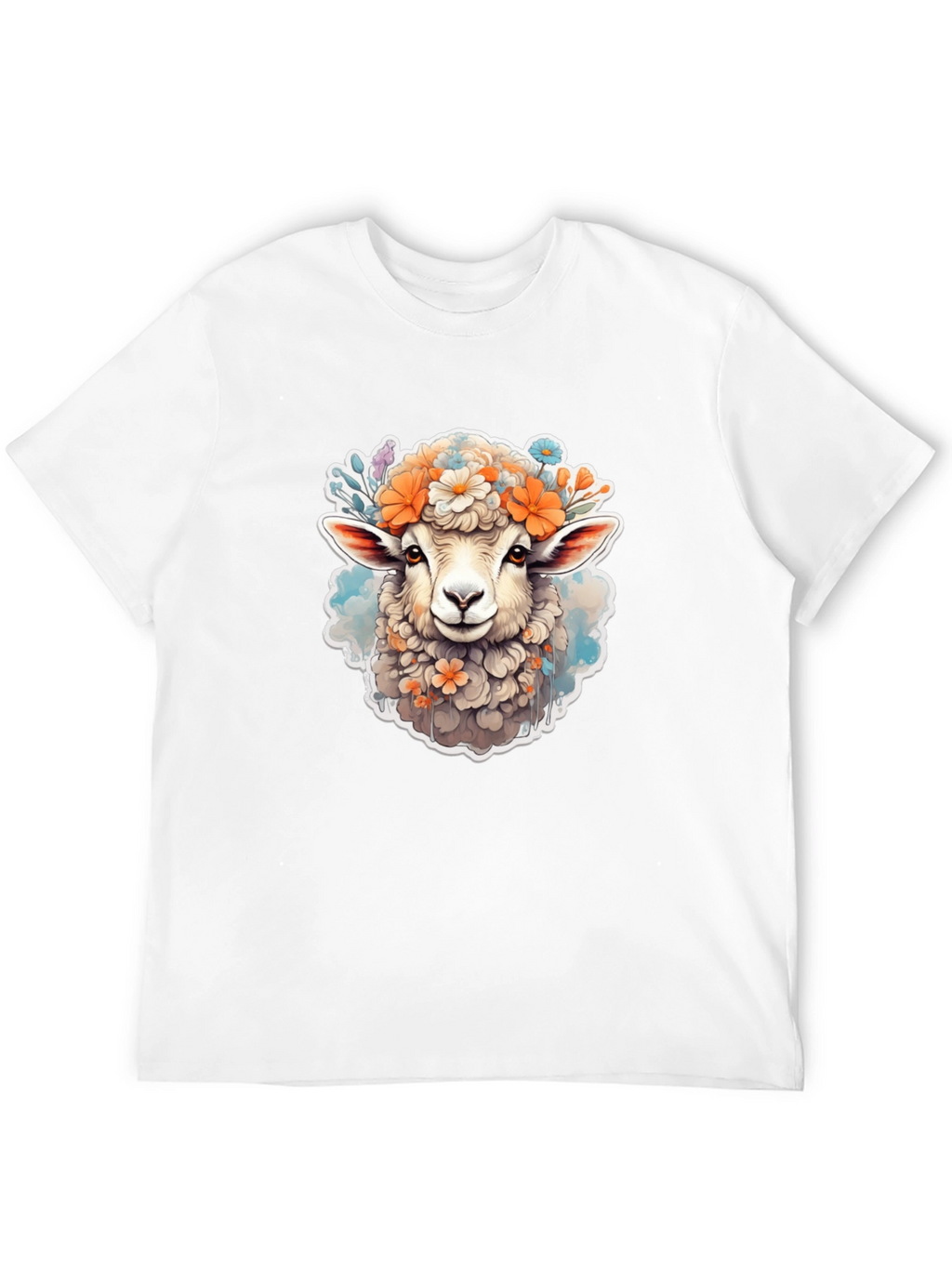 Floral Sheep Graphic Tee - Cute Animal Print