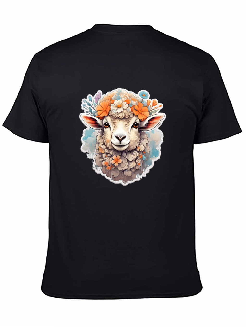 Floral Sheep Graphic Tee - Cute Animal Print