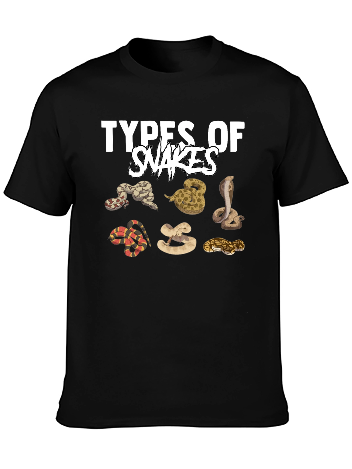 Types of Snakes Graphic Print T-Shirt
