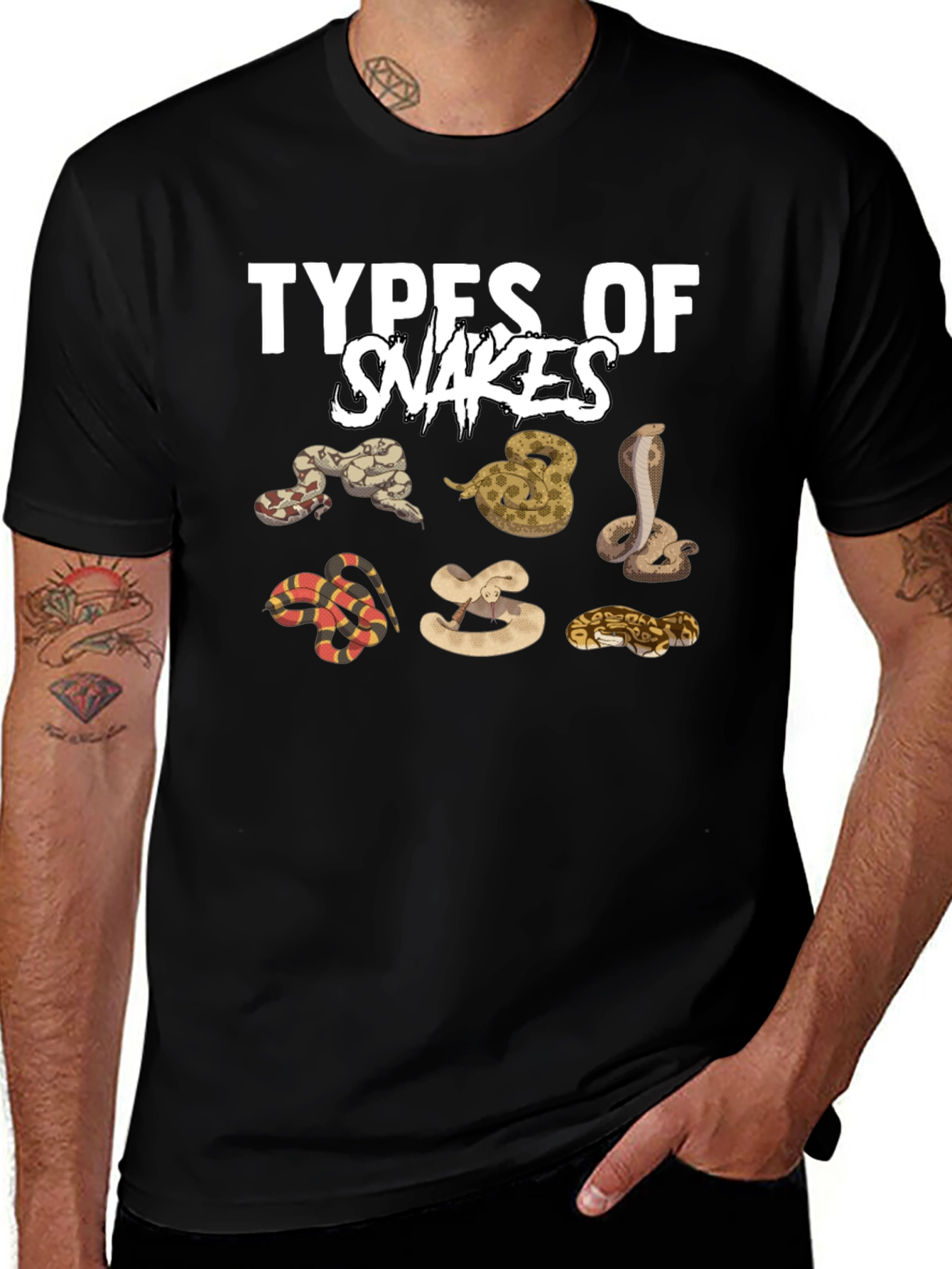 Types of Snakes Graphic Print T-Shirt