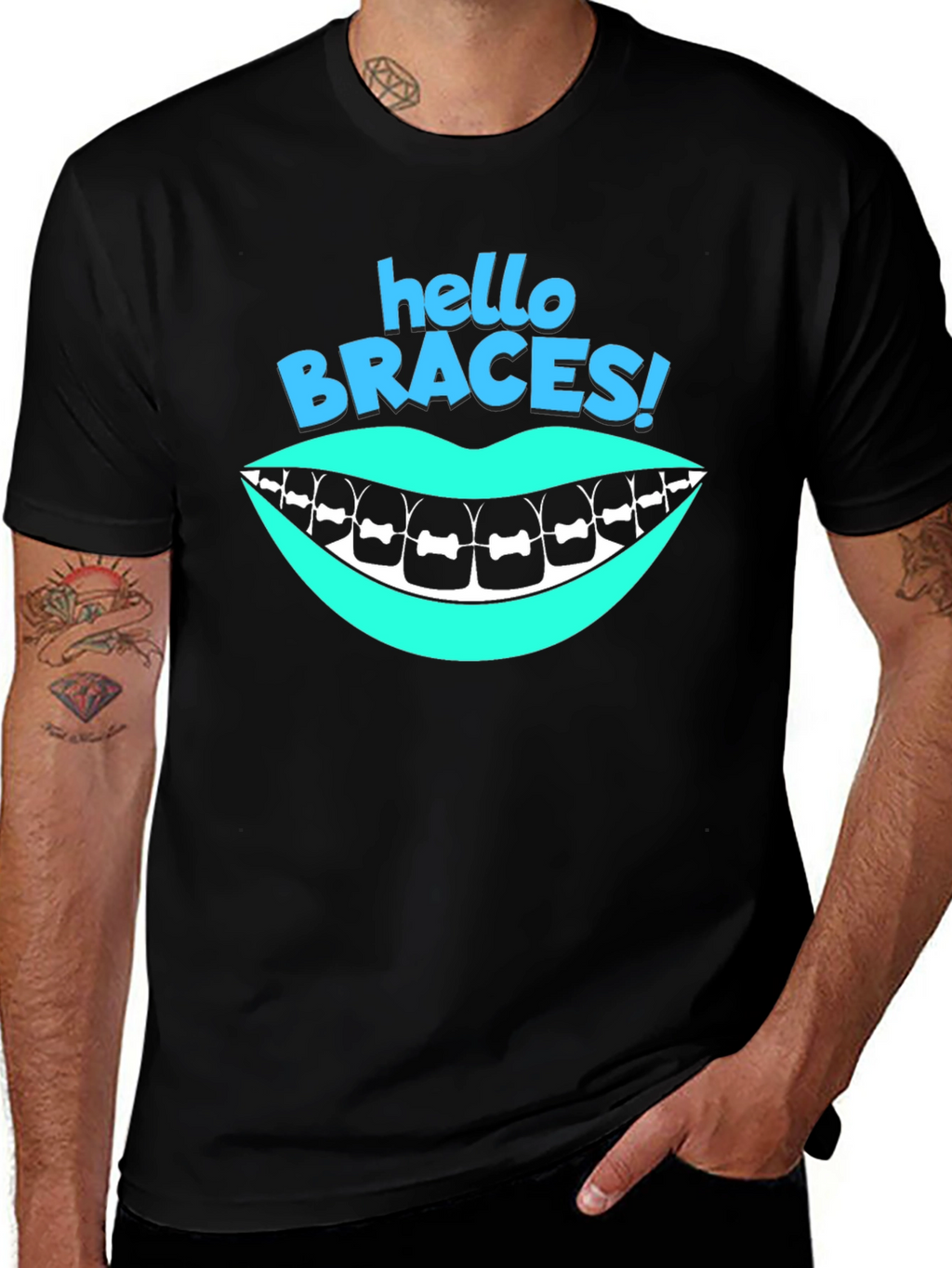 Hello Braces! Graphic T-Shirt - Black
